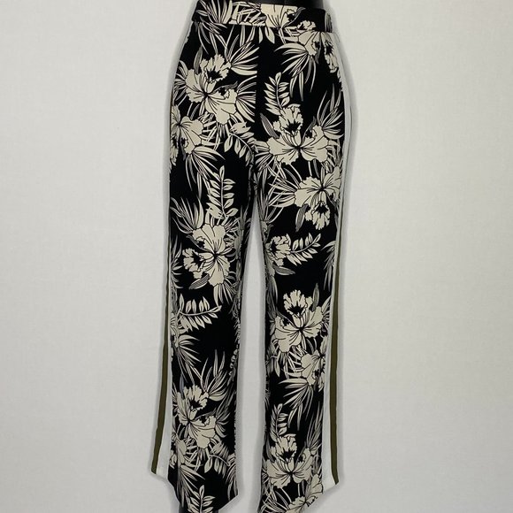 Topshop Pants Floral Black & White Wide Leg 4 - Picture 1 of 10